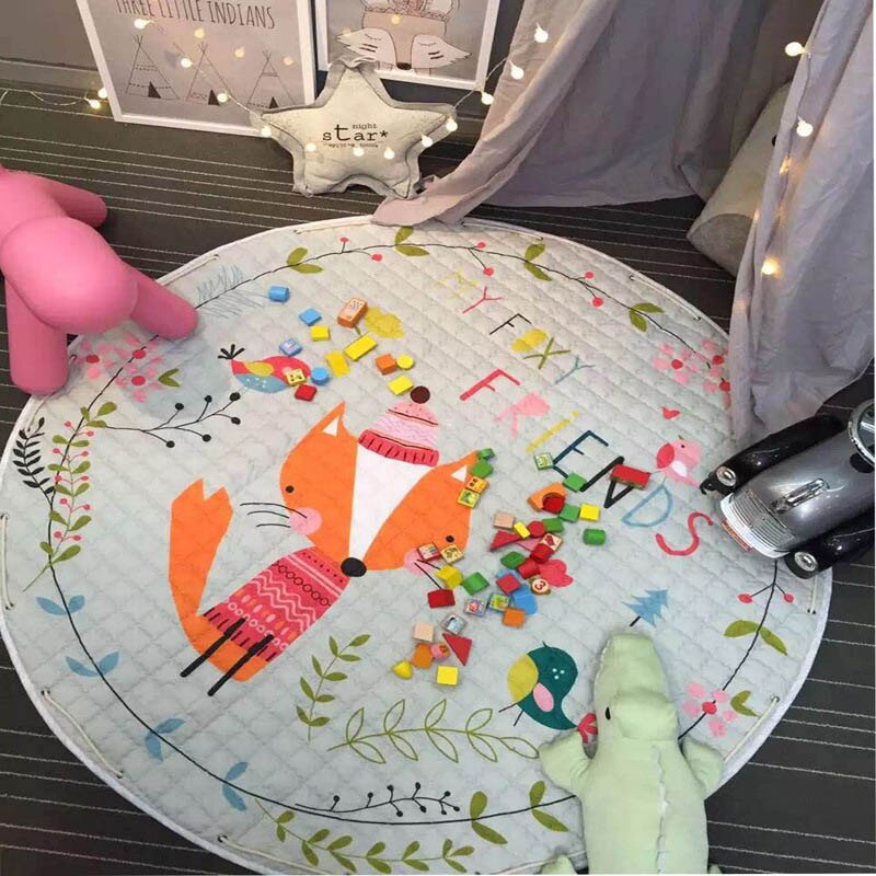 Kids Floor Mat Round Storage Toy Bag